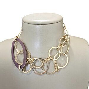 Women's Statement Short Necklace Gold Plated & Brown **EUC**